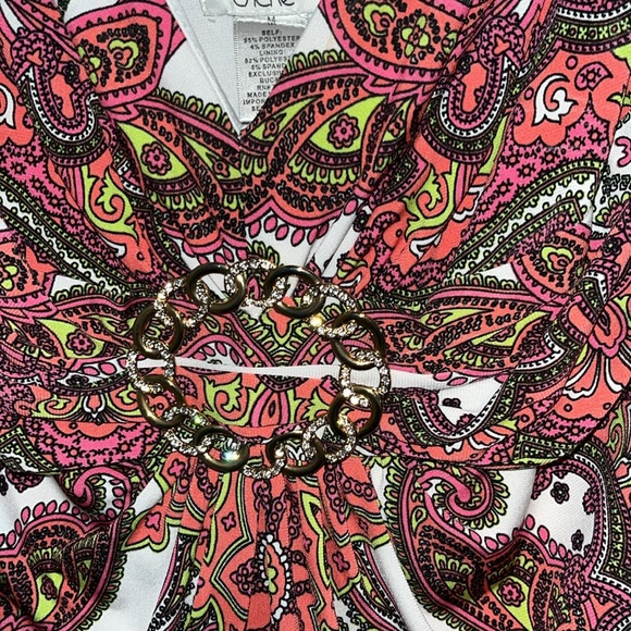 Cache NWOT Womans Tank Top Coral Jeweled Gold Gathered Lined Sz M - Picture 2 of 5